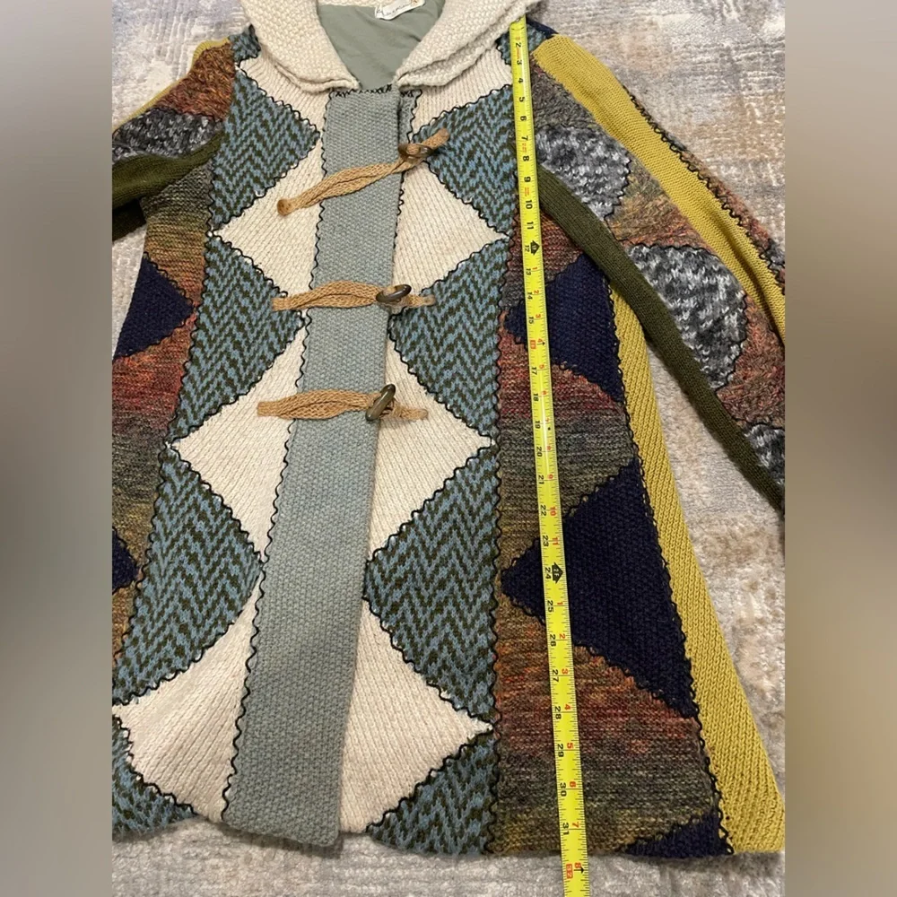 Anthropologie Charlie & Robin Harlequin Patchwork Knit Sweater Chunky Boho RARE - Picture 12 of 16